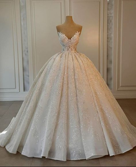 Rhinestone Ball Gown Wedding Dress, Expensive Wedding Dress Ball Gowns, Puffy Sparkly Wedding Dresses, Extra Wedding Dresses Ball Gown, Bold Wedding Dresses, Wedding Dress Poofy, Wedding Dresses Sparkly Glitter, Wedding Dresses Extravagant, Sparkly Wedding Dress Ball Gown