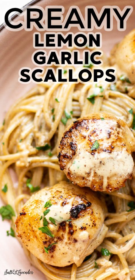 Scallion Pasta Recipes, Scallops Recipes Pasta, Shrimp And Scallops Pasta Recipes, Scallops And Chicken Recipe, Linguini And Scallops, Dinner Ideas With Scallops, Creamy Scallop Pasta Recipe, Bay Scallop Pasta Recipe, Scallop Pasta Creamy