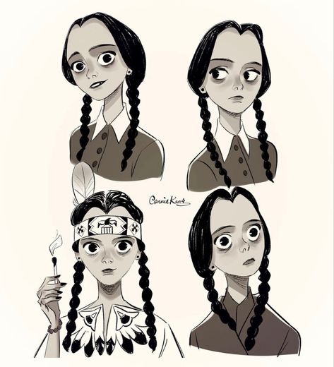 Addams Family Wednesday, Caricature Artist, Arte Dc Comics, Beautiful Illustration, Family Art, Addams Family, Wednesday Addams, Tim Burton, Art Reference Photos