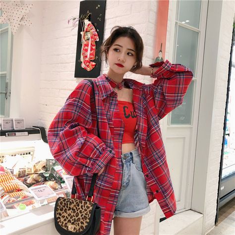 Shipping: Worldwide Express Shipping AvailableDelivery time: 7-15Days Fast ShippingReturns: Fast refund, 100% Money Back Guarantee.Brand Name: houzhouFabric Type: BroadclothPattern Type: PlaidStyle: CasualThickness: MidweightOrigin: Mainland ChinaClothing Length: Mid-lengthMaterial: PolyesterDecoration: ButtonMaterial Composition: Synthetic fiberSleeve Length(cm): FullRelease Date: Spring 2021Clothing Patterns: StraightShirts Type: BlousesModel Number: ETX042Fabric content: 31% (inclusive) - 50% Plaid Shirts Women, Aesthetic Plaid, Red Combination, Oversize Blouse, Aesthetic Clothing Stores, Egirl Outfits, Plaid Shirt Women, Clothes Korean Style, Cardigan Vintage