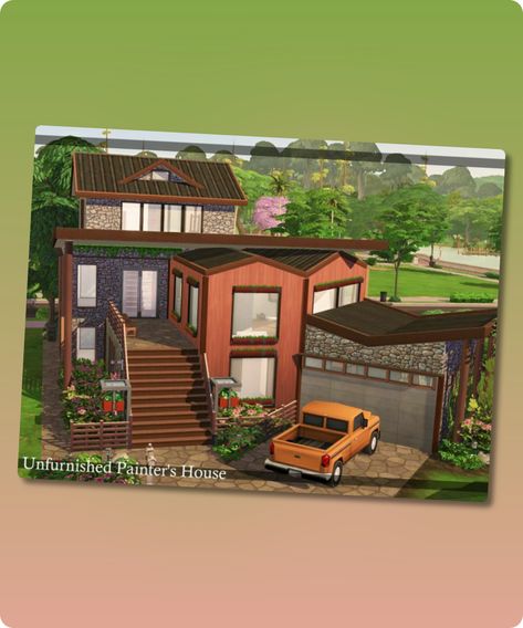 Sims 4 Unfurnished Painter’s House | noCC A painter once lived in this house. He moved out because of debts and sold the furniture, but some of his belongings remained in the house. The interiors are not furnished, they are left to your creative invention! 🙂 Lot:30×20 Lot type: Residential Includes: 4 bedrooms 5 bathroomsContinue reading "Unfurnished Painter’S House | Nocc By Simzmora" #decorated #gaming #sims4cc #sims #houses #sims4 Hall House, Sims 4 Cc Download, Creative Inventions, Sims Houses, House Painter, Best Sims, House On The Rock, In This House, Sims 4 Houses