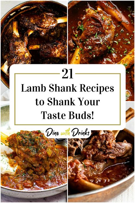 Collage of 4 lamb shank recipes. Smoked Lamb Shanks, Best Lamb Shank Recipe, Shank Recipes, Pork Shanks Recipe, Lamb Shanks Recipe, Lamb Shanks Slow Cooker, Pulled Lamb, Smoked Lamb, Leftover Lamb