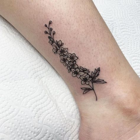 July Birth Flower Tattoos 2021072806 - July Birth Flower Tattoos: Water lily Tattoo & Delphinium Larkspur Tattoo Design, July Birth Flower Tattoos, Delphinium Flower Tattoo, July Birth Flower Tattoo Larkspur, July Tattoo Ideas, July Flower Tattoo, Larkspur Flower Tattoo, Delphinium Tattoo, Larkspur Flower Tattoos