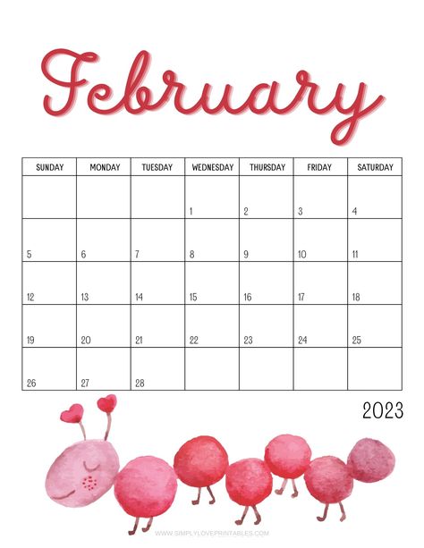 Love Printables, Create Your Own Planner, Monthly Calendars, Cleaning List, Sunday Monday Tuesday, February 2023, Free Printable Calendar, Budget Template, Printable Calendar