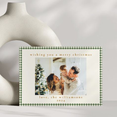 Company Holiday Cards, Christmas Pregnancy Announcement, Merry Christmas Love, Green Gingham, Christmas Card Template, Photo Christmas, Christmas Holiday Cards, Gift Guides, Modern Christmas