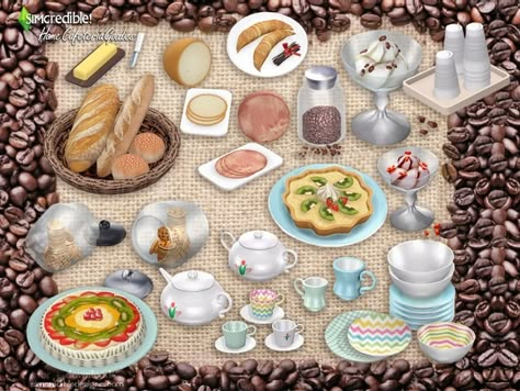 sims 4 cc // custom content food clutter decor // SIMcredible!'s Home Cafeteria - Goodies Sims 4 School, The Sims 4 Pack, Sims 4 Kitchen, Kitchen Objects, The Sims 4 Pc, Sims Free Play, Sims 4 Bedroom, Sims 4 Clutter, Sims 4 Cc Makeup