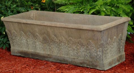 Stone Trough Planter Ideas, Water Feature Trough, Stone Trough Fountain, Black Trough Planter, Versailles Planter Boxes, Antique Planter, Shell Planter, Elephant Planters, Outdoor Water Features