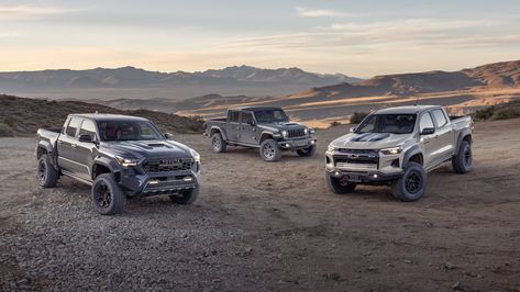 2024 Toyota Tacoma TRD Pro vs. Chevrolet Colorado ZR2 Bison vs. Jeep Gladiator Mojave: Off-Road Trucks Battle! Jeep Gladiator Mojave, Gladiator Mojave, Colorado Zr2, 2024 Toyota Tacoma, Tacoma Trd Pro, Gmc 2500, Toyota Tacoma Trd Pro, Gear Reduction, Toyota Tacoma Trd