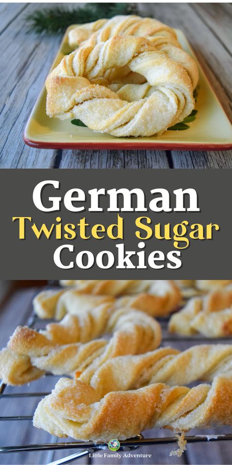 Yeast Cookies, Sour Cream Twists, German Pastries, German Christmas Food, German Food Authentic, German Christmas Cookies, German Cookies, German Desserts, German Baking