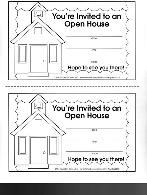 Open House Invitation Open House Classroom Door Ideas, Parent Open House Ideas, Open House Invitations For School, Daycare Open House Ideas, Open House School Ideas, Open House School, Open House Paperwork For Parents, Open House Writing Activity, Open House Kindergarten