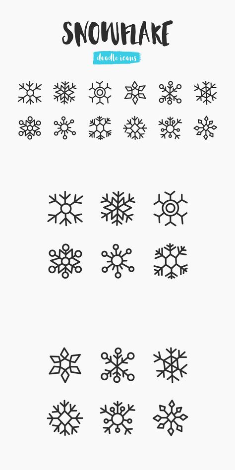 Snowflake Hand-Drawn Doodle Icons December Doodles Easy, Easy To Draw Snowflakes, Hand Drawn Snowflakes, Snow Flakes Drawing Easy, Snowflake Doodles Simple, Simple Snowflake Drawing, Snow Drawing Easy, How To Draw Snowflakes, How To Draw A Snowflake