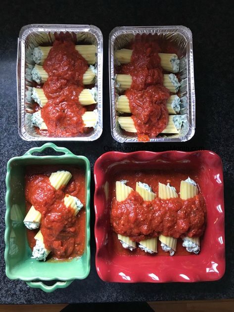 Manicotti Freezer Meal Recipe for 2 - One Hundred Dollars a Month Cut Recipe In Half, Manicotti Recipe, Freezer Dinners, Cut Recipe, Budget Freezer Meals, Freezable Meals, Recipe For 2, Me And My Husband, Easy Freezer Meals