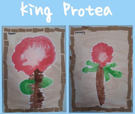 King Protea art activity preschool South Africa Crafts Preschool, Art Activity Preschool, King Protea Art, Africa Craft, African Art Projects, Protea Art, Africa Continent, Activity Preschool, King Protea