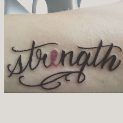 My newest #tattoo for #breastcancerawareness #strength Strength Ribbon Tattoo, Strength Courage Wisdom Tattoo, Tattoos For Cancers, Tattoo Breastcancer, Ribbon Tattoos, Strength Tattoo, Strength Of A Woman, Warrior Tattoos, Word Tattoos