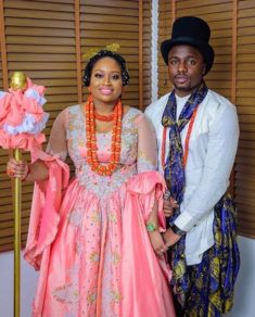 Calabar Couple In Efik Traditional Wedding Attire | Clipkulture | Clipkulture Ikwerre Traditional Attire, Calabar Traditional Attire, Efik Traditional Attire For Women, Efik Traditional Attire, Wedding Attire For Women, Nigerian Traditional Wedding, Cultural Fashion, Traditional Gowns, Shweshwe Dresses