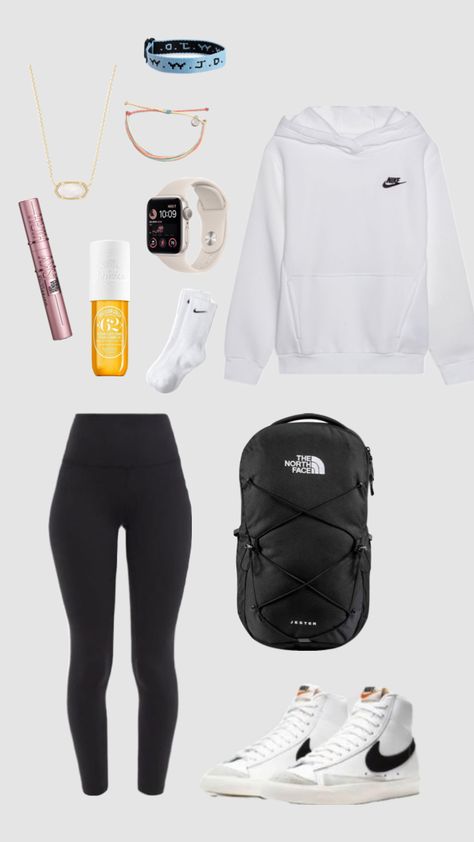 #outfitinspo #beauty #school #schoolfit #nike #nikeblazers #soldejaneiro #wwjd #vibes #schooloutfits #schooloutfit #northface #northfacebackpack #leggings #lululemon #backtoschool #sports #kendrascott Outfits With Nike Blazers, Outfits With Blazers, Blazers Nike, Nike Blazers Outfit, Nike Blazers, Trendy Outfits For Teens, Casual School Outfits, Beauty School, School Fits