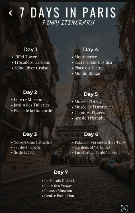 7 Days In Paris Itinerary, Paris Itinerary Winter, 7 Days In Paris, Free Travel Planner, Paris Trip Planning, 7 Day Itinerary, Places In Paris, Paris Itinerary, Holiday Travel Destinations