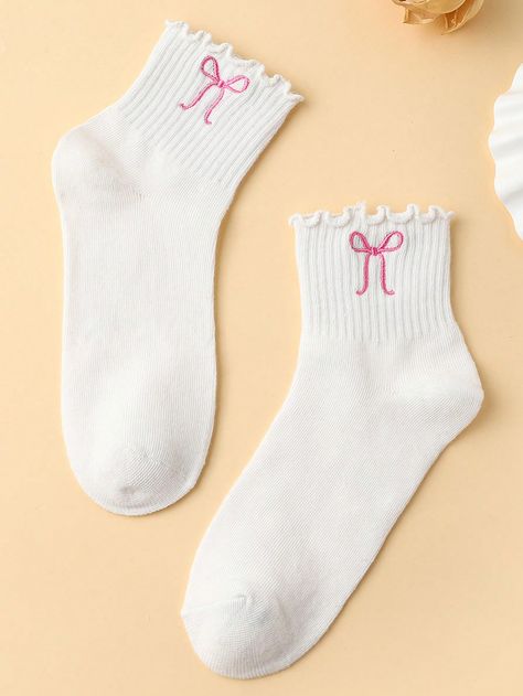 Multicolor  Collar  Knitted Fabric   Embellished   Women Socks & Hosiery Cute Socks Aesthetic, Socks Aesthetic, Ruffled Socks, Heart Socks, Women Crew Socks, Cute Socks, Casual Socks, Butterfly Print, Kids Sleepwear