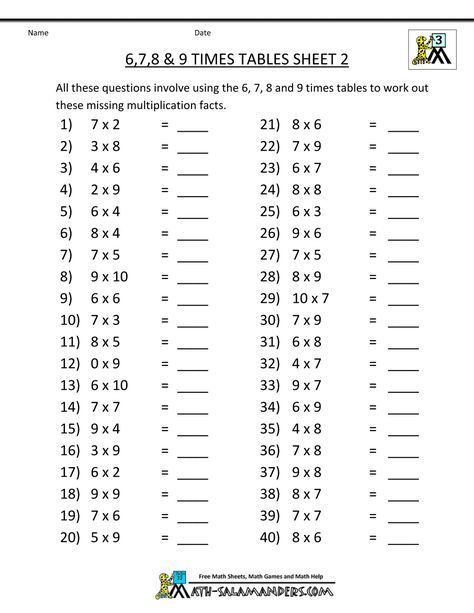 free math sheets multiplication 6 7 8 9 times tables 2 Free Printable Multiplication Worksheets, Free Multiplication Worksheets, Times Tables Worksheets, Table Worksheet, Printable Multiplication Worksheets, Multiplication Facts Worksheets, Math Multiplication Worksheets, Math Fact Worksheets, Office Admin