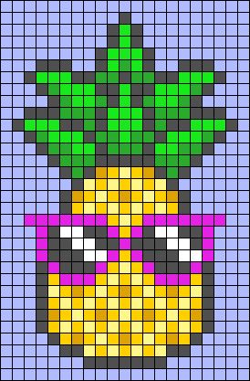 Alpha pattern #120964 | BraceletBook Pineapple Pixel Art, Fruit Perler Beads, Festival Perler, Fruit Pixel Art, Pixel Art Fruit, Food Pixel Art, Pixlr Art, Pixel Art Food, Image Pixel Art