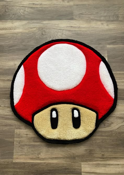 Toad head custom rug Punching Needle, Tufting Rug, Clothes Patches, Simple Images, Tufting Ideas, Graphic Rug, Carpet Designs, Rug Tufting, Punch Needle Rug