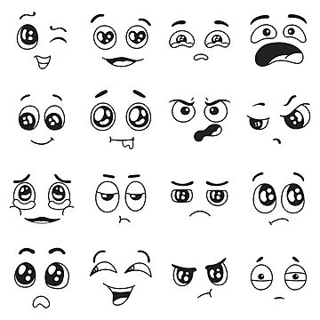 Doodle Emotions, Happy Crying, Cute Cartoon Faces, Angry Emoji, Face Doodles, Facial Expressions Drawing, Emotions Posters, Emotion Faces, Laughing Face