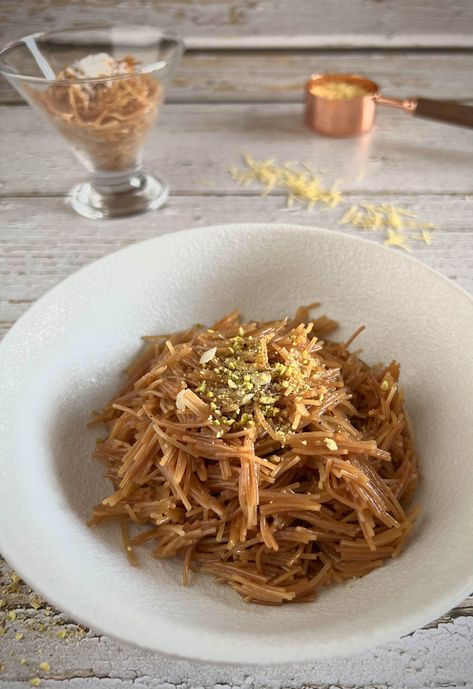 How to make sweet vermicelli recipe , the ultimate Iraqi dessert! - Vegan Bil Araby Vermicelli Recipe, Vermicelli Recipes, Dessert Vegan, Lent Recipes, Cardamom Powder, Shredded Coconut, Desert Recipes, Iraq, Middle Eastern