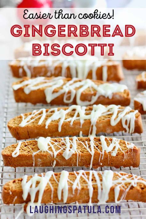 Ginger Biscotti Recipe, Soft Biscotti Recipe, Gingerbread Biscotti Recipe, Best Biscotti Recipe, Gingerbread Biscotti, Melted White Chocolate, Pinterest Christmas, Amazing Desserts, Biscotti Recipe