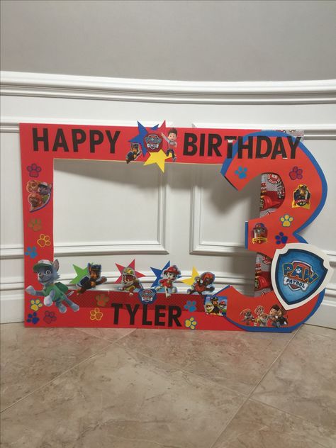 DIY Paw Patrol picture frame  Paw patrol party  ideas Paw Patrol Photo Frame, Diy Paw Patrol Decorations, Craft Birthday Party Ideas, Diy Paw Patrol, Craft Birthday Party, Paw Patrol Party Decorations, Paw Patrol Birthday Theme, Paw Patrol Decorations, Paw Party