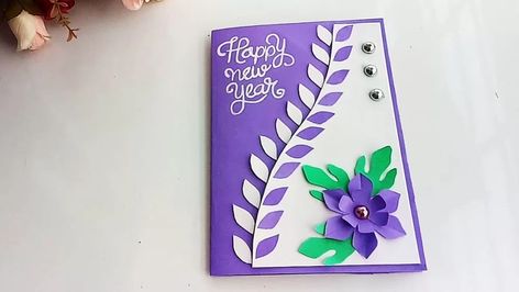 New Year Wishes Greeting Cards 2020 - Some Events New Year Card Handmade, New Year Cards Handmade, New Year Card Making, Handmade Invitation Cards, New Year Card Design, Easy Greeting Cards, Card Design Handmade, Birthday Card Craft, Happy New Year Cards