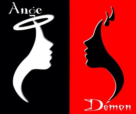 Ange Demon Faces Watercolor, Ange Demon, Graphic Projects, Cool Face, Angel And Devil, Motion Graphic, Good And Evil, Hocus Pocus, Nouvel An