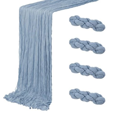 4 Pack Dusty Blue Cheesecloth Table Runner 20 x 120 inch Gauze Table Runners 10 FT Long,Semi Sheer Boho Cheese Cloth Fabric Table Runner Bulk for Wedding,Party,Baby Shower,Bridal Shower Decoration Round Table Runners, Blue Cheesecloth Table Runner, Cheese Cloth Table Runner, Cloth Table Runner, Gauze Table Runner, Cheesecloth Table Runner, Dusty Blue Color, Bridal Shower Decoration, Fabric Table Runner