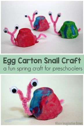 Spring Crafts Preschool, Easy Preschool Crafts, Snail Craft, Craft For Preschoolers, Insect Crafts, Aktiviti Kanak-kanak, Bug Crafts, Egg Carton Crafts, Spring Craft