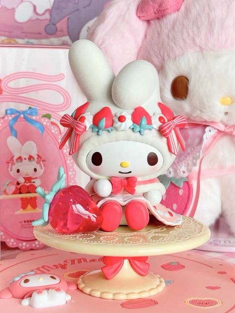 Step into a world of sweet elegance with the Sanrio My Melody Afternoon Tea Blind Box. Each box reveals one of the five beautifully crafted My Melody figures, themed around a delightful afternoon tea party. Featuring intricate details, these figures showcase My Melody dressed in various adorable outfits, each seated on a cake stand with charming tea-time accessories like strawberries, cakes, and ribbons. Perfect for collectors and fans, this series adds a touch of kawaii sophistication to any di Sanrio Figures, Sanrio Products, Time Accessories, Trendy Toys, Sanrio My Melody, Adorable Outfits, Afternoon Tea Parties, Kawaii Room, Blind Bags