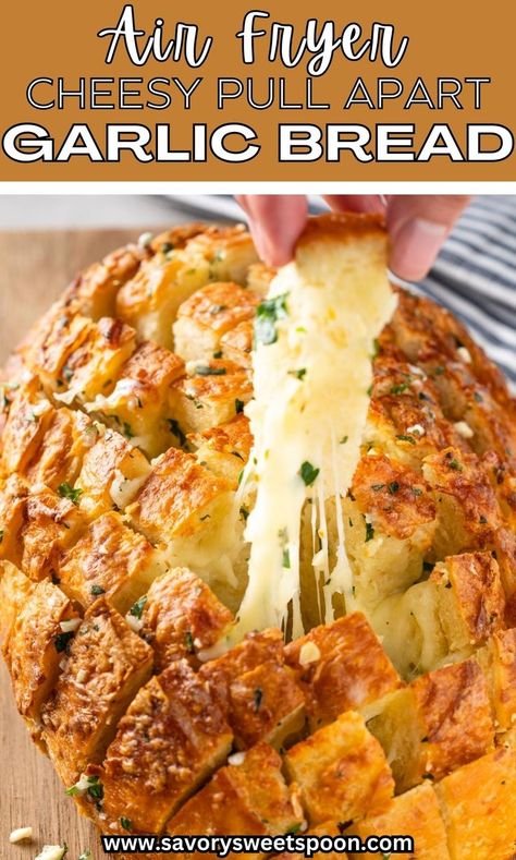 Garlic Bread With Sliced Bread Air Fryer, Garlic Bread Airfryer, Brie Garlic, Air Fryer Pull Apart Cheese Garlic Bread, Pull Apart Cheesy Garlic Bread Easy, Cheesy Garlic Pull Apart Sourdough Bread, Air Fryer Garlic Bread, Pull Apart Garlic Bread, Roast Pork Chops