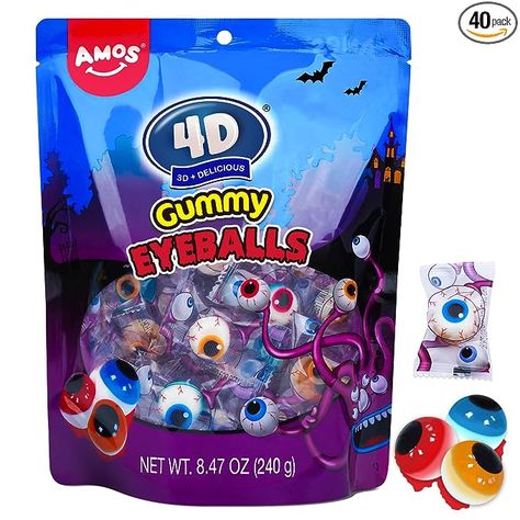 Amos 4D Gummy Eyeball Candy, Individually Wrapped Candies 3D Eyeballs Shaped, Perfect Treat for Kids Halloween Parties (40 Count) (Fruity, eyeballs) Kids Halloween Parties, Eyeball Candy, Amazon Ads, Edible Eyes, Candy Kit, Candy Eyeballs, Halloween Party Gifts, Halloween Eyeballs, Spooky Treats