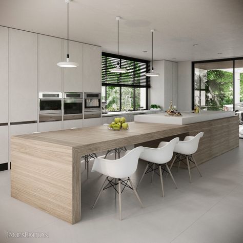 Online Kitchen Design, 3d Kitchen Design, Kitchen Island Dining Table, Kitchen Tools Design, Casa Country, Kitchen Designs Layout, Kitchen Interior Design Modern, Kitchen Island Design, Modern Kitchen Cabinets