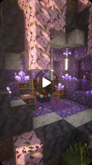 Aruna on Instagram: "💜 Geode Enchanting Room In Minecraft // Speed Build - #minecraft #minecraftbuilds #Minecraftbuildideas #mcbuilds #minecraftspeedbuild #minecrafttutorial" Minecraft Building Ideas Enchanting Room, Enchantment Room Minecraft, Minecraft Fairycore, Enchanting Room Minecraft, Minecraft Enchantment Room, Minecraft Enchantments, Enchanting Room, Build Minecraft, Minecraft Tutorial