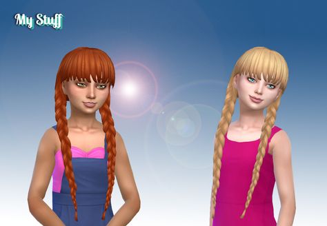 Maria Braids for Girls DownloadI made this hair for women and received a request to convert it for the girls, I hope you enjoy! Available in default textures, 16 colors. Available for the base... Braids For Girls, Hairstyle Girls, Toddler Braids, Braids Pictures, Sims 4 Blog, Die Sims 4, 4 Braids, Sims 4 Studio, Sims 4 Children