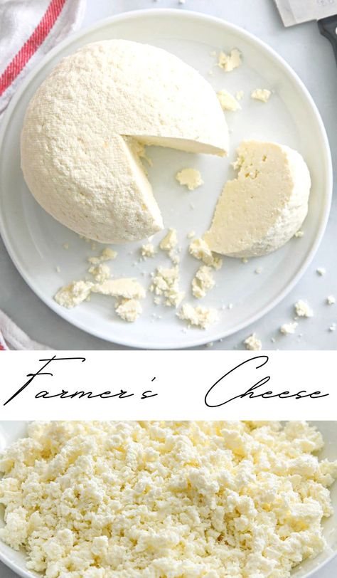 Easy Farmers Cheese, How To Make Farmers Cheese, Soft Cheese Recipes, Mozarella Cheese Recipe, Homemade Farmers Cheese, Cheese Recipes Easy, Farmers Cheese Recipes, Home Made Cheese, Fresh Cheese Recipe