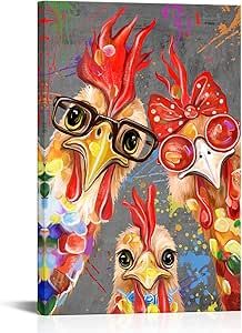 Farmhouse Kids Room, Rooster Wall Art, Rooster Wall, Animals Painting, Whimsical Animals, Rooster Painting, Chicken Painting, Rooster Art, Funny Chicken