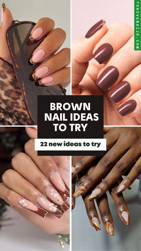 Brown nail polish is very much in style, and below are 22 shades of brown nails that further prove that it’s indeed a vibe. Brown And Tan Nails, Brown Almond Nails Design, Acrylic Brown Nails, Brown Fall Nails Designs, Shades Of Brown Nails, Brown Ombre Nails, Tan Nails, Brown Nail Polish, Brown Nail