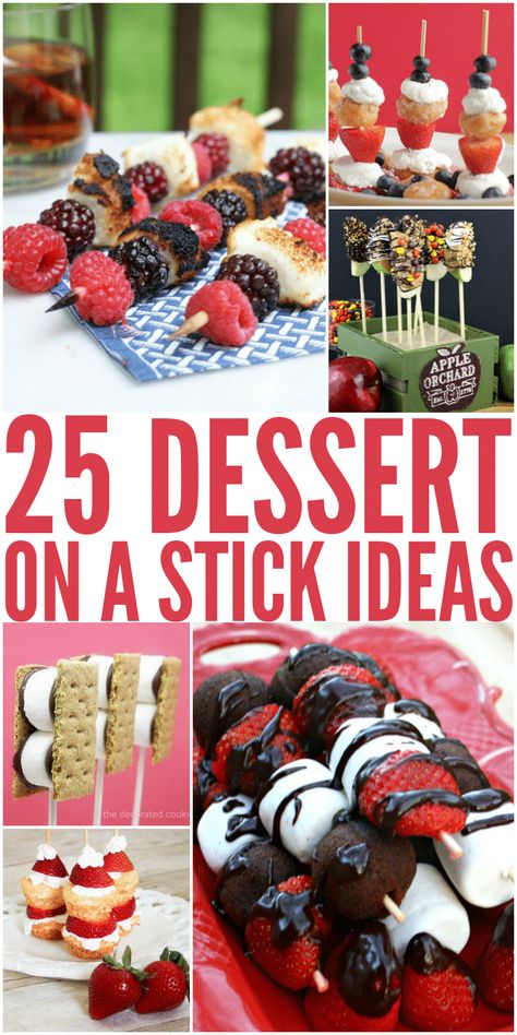 25 of the most delicious Dessert on a Stick Ideas that are perfect for your next gathering or intimate summer BBQ on The Bewitchin' Kitchen. Desserts On A Stick, Dessert On A Stick, Dessert Skewers, Dessert Kabobs, Stick Food, Group Recipes, Bbq Desserts, Kebab Recipe, Fun Dessert