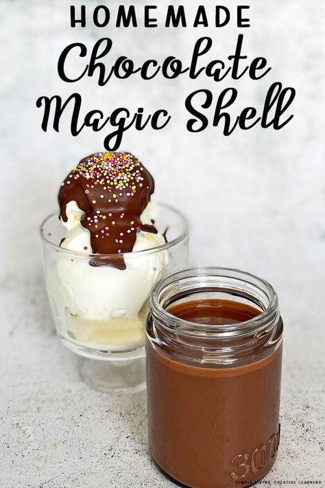 This homemade ice magic shell is a yummy topping that can be used with ice cream and popsicles which is easily made at with with just two simple ingredients. Chocolate Ice Cream Topping, Homemade Chocolate Ice Cream, Ice Magic, Magic Shell, Baking Crafts, Dessert Ingredients, Ice Cream Toppings, Chocolate Topping, Make Ice Cream