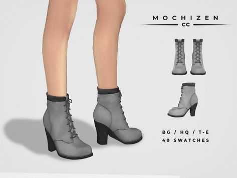 Mochizen CC - Leather Ankle Boots - The Sims 4 Download - SimsFinds.com Sims 4 Boots, Beige Ankle Boots, Cc Shoes, Victorian Boots, Sims 4 Cc Shoes, Sims 4 Download, The Sims 4 Download, Ankle Shoes, Sims 4 Cas