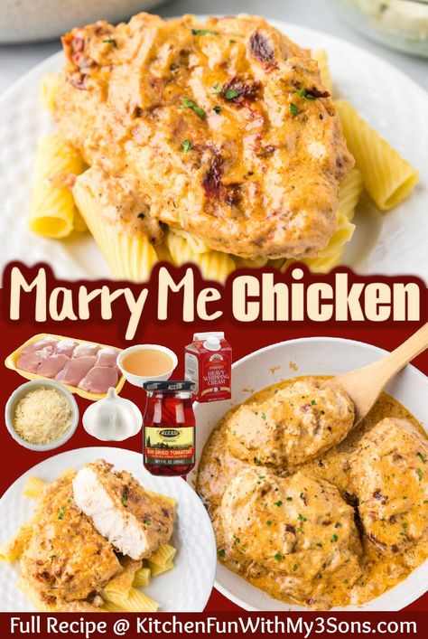 If you are looking for a delicious chicken recipe, then you should try Marry Me Chicken. It’s flavorful and cheesy, waking up your tastebuds. This super simple recipe will be a new family favorite. Omg Chicken, Marry Me Chicken Recipe, Marry Me Chicken, Fantastic Recipes, Dinner On A Budget, Kitchen Fun, Family Restaurant, Quick Chicken, Läcker Mat