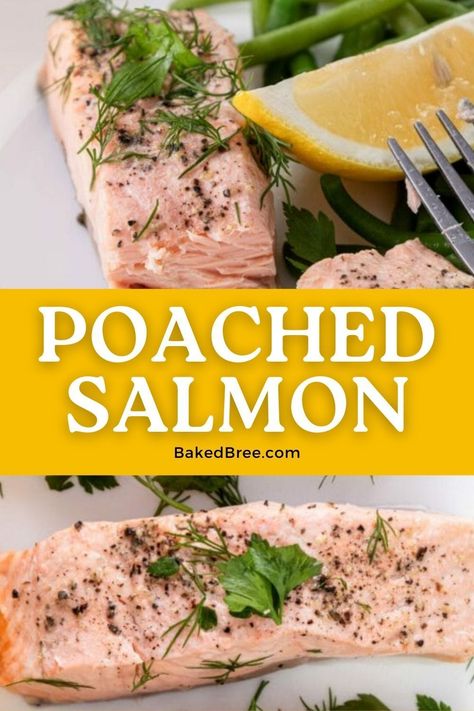 Create a light and healthy meal with our easy poached salmon recipe. With just a few simple ingredients, you can enjoy a delicious and nutritious dinner in no time. Poached Salmon Recipes, Baked Bree Recipe, Perfect Salmon, Salmon Baked, Nutritious Dinner, Poached Salmon, Steamed Asparagus, Lemon Salmon, Chicken Appetizers