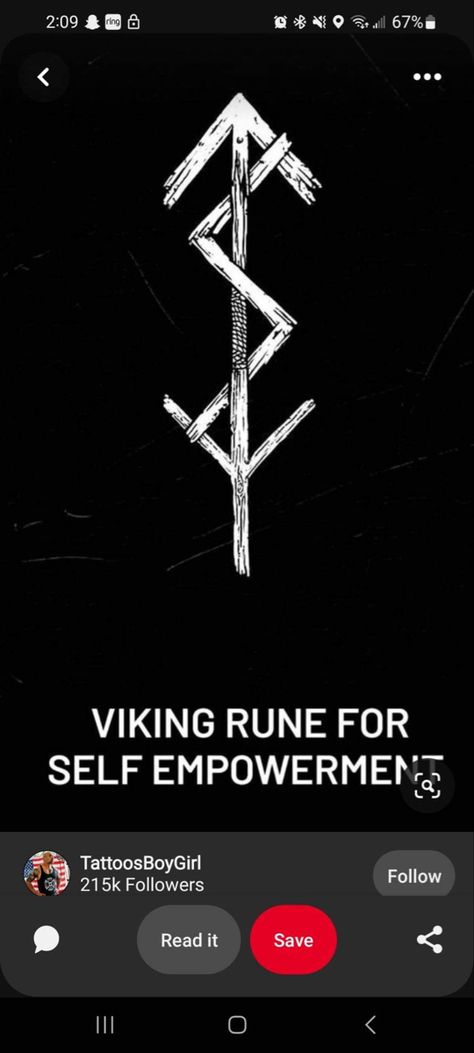 Viking Rune For Self Empowerment, Witching Hour, Viking Runes, Self Empowerment, Runes, Tattoos