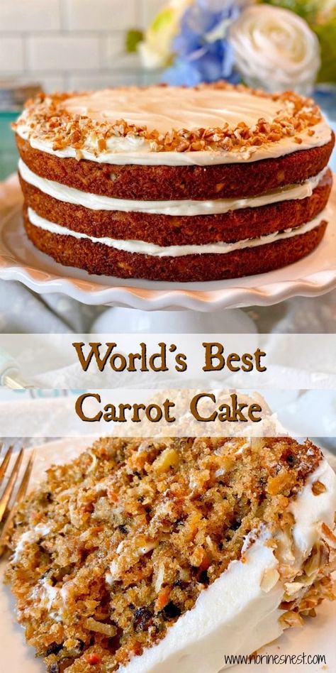 Carrot Cake Recipe From Scratch, Carrot Cake Recipe Homemade, Carrot Cake Recipe Easy, Homemade Carrot Cake, Carrot Cake With Cream Cheese, Moist Carrot Cakes, Easy Carrot Cake, Resipi Kek, Best Carrot Cake