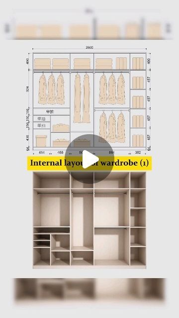 aleadtrend on Instagram: "The internal layout plan of the bedroom wardrobe more than two meters long is the internal layout of the open wardrobe and the internal layout of the cloakroom wardrobe. #interiotdesign #designhome #designdservice #arquiteturadeinteriores #aleadtrend" Internal Layout Of Wardrobe, 2m Wardrobe Layout, Cupboard Internal Design, Wardrobe Layout Ideas, Wardrobe Internal Design For Women, Bedroom Cupboard Storage Ideas, Closet Designs Layout, Closet Layout Dimensions, Cloakroom Wardrobe